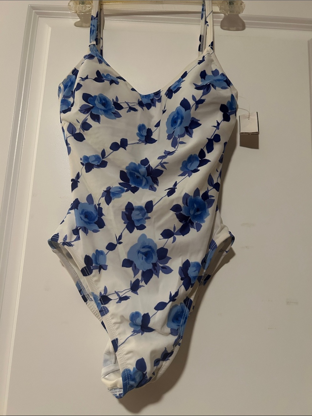 La Blanca One-Piece Swimsuit - White with Blue Floral. NWT